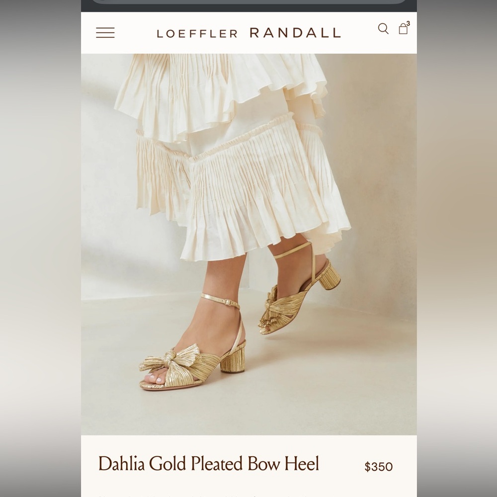 Loeffler Randall Dahlia Gold Pleated Bow Heel